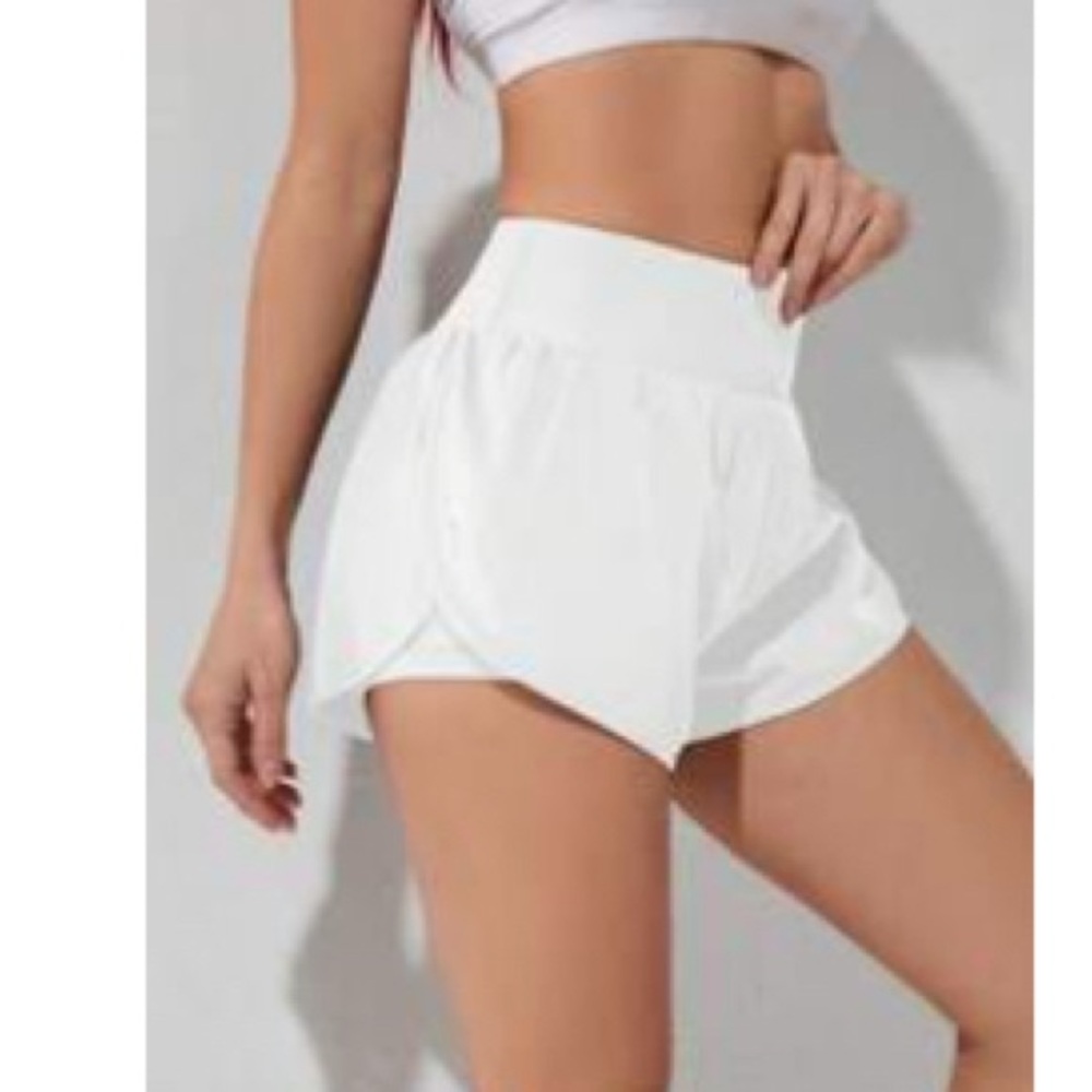 Women's White High-Waisted Shorts